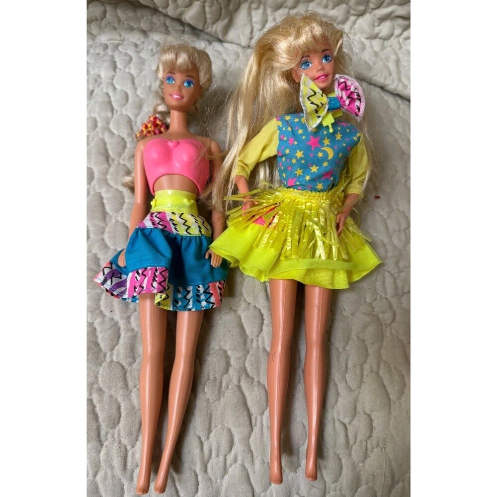 Vintage Mattel Barbie Snap 'N Play Doll Lot of 2 Blonde Dolls w/ Clothes
